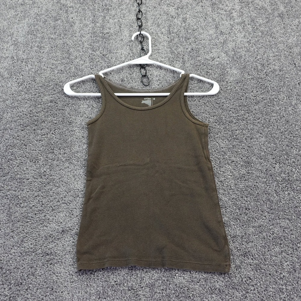 Old Navy Tank Top Womens Medium Brown Ribbed Cotton Sleeveless Scoop Neck Basic